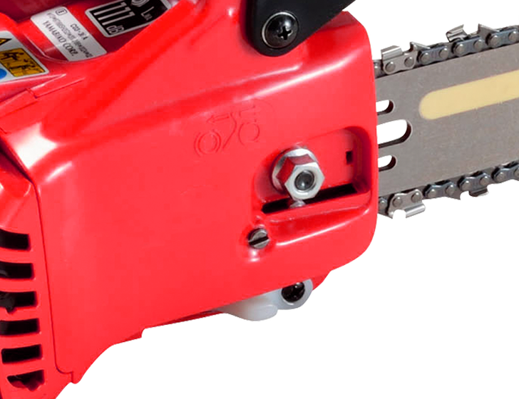 Side access chain tensioner. Side access chain tensioner.